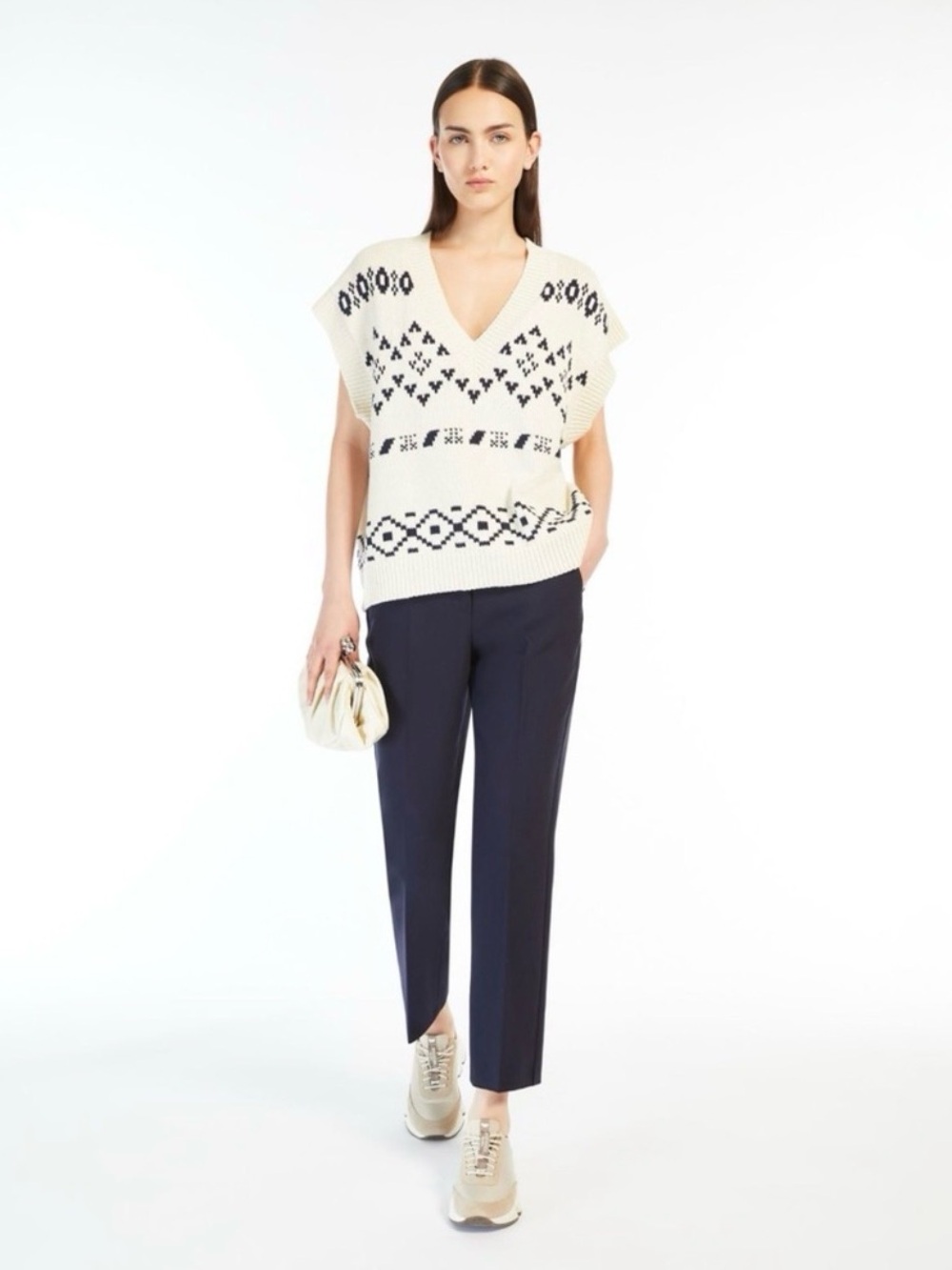 Weekend Max Mara Cigarette FITW13 Trouser Pants Blue ankle short stretch office